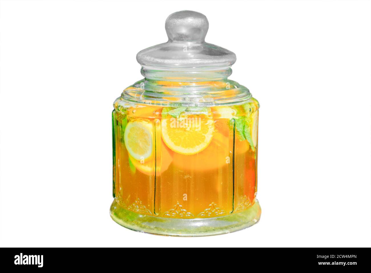 Lemonade pitcher isplated on white background. Stock Photo