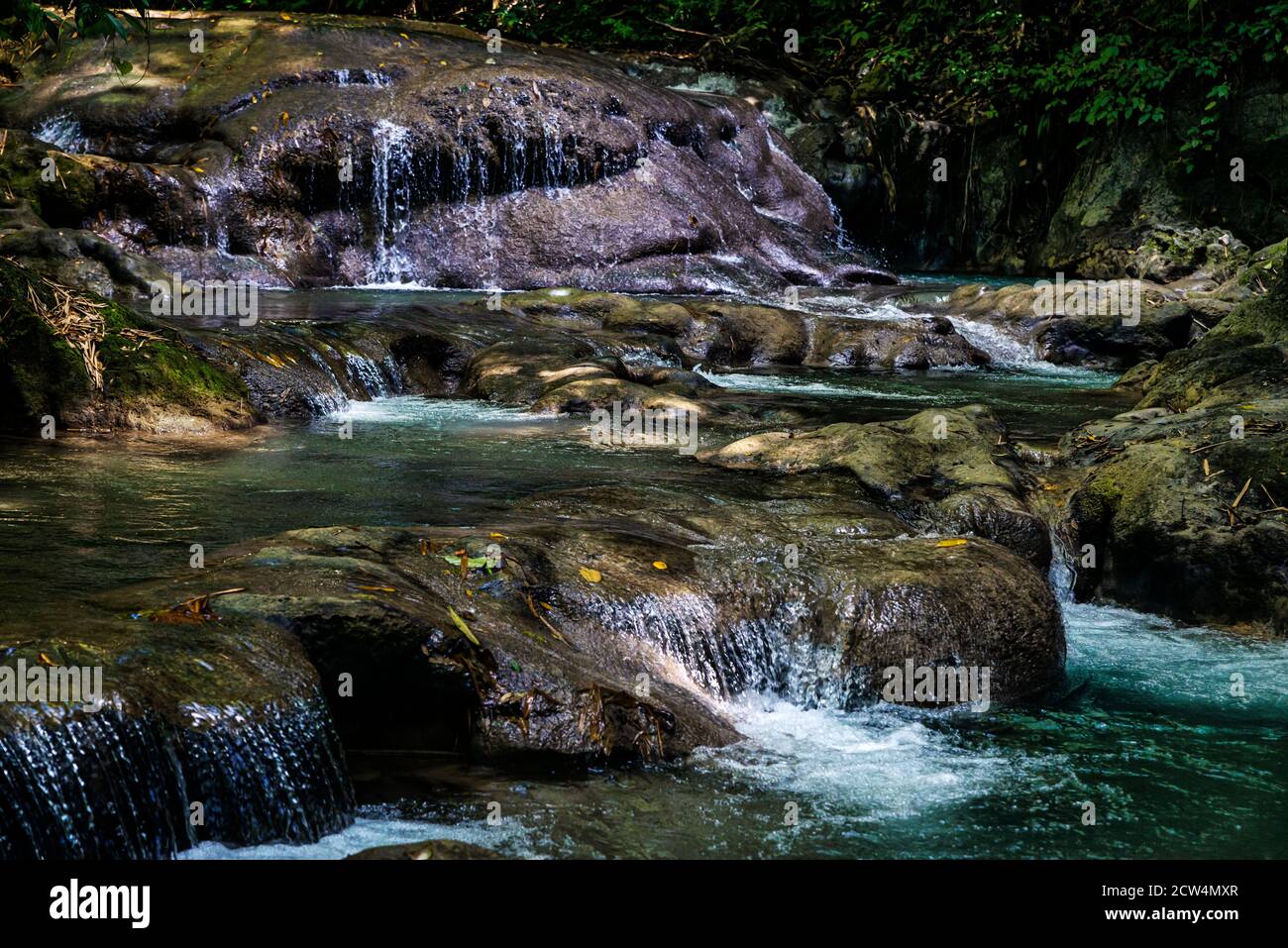 Pristine Mayfield Falls in Jamaica. Stock Photo