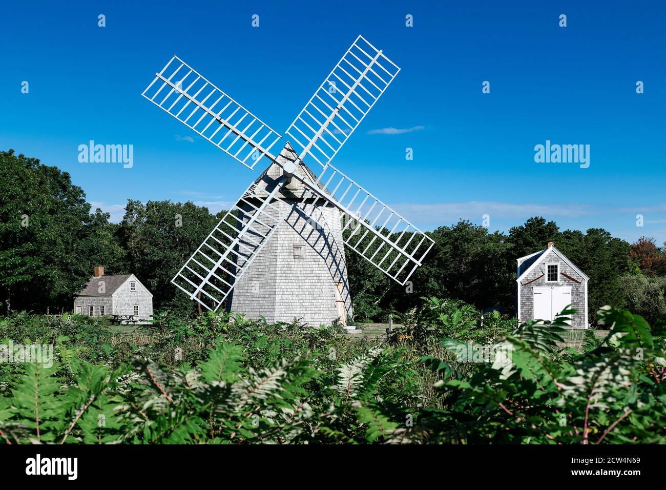 Old Higgins Farm windmill at Drummer Boy Park, Brewster, Cape Cod, Massachusetts, USA. Stock Photo