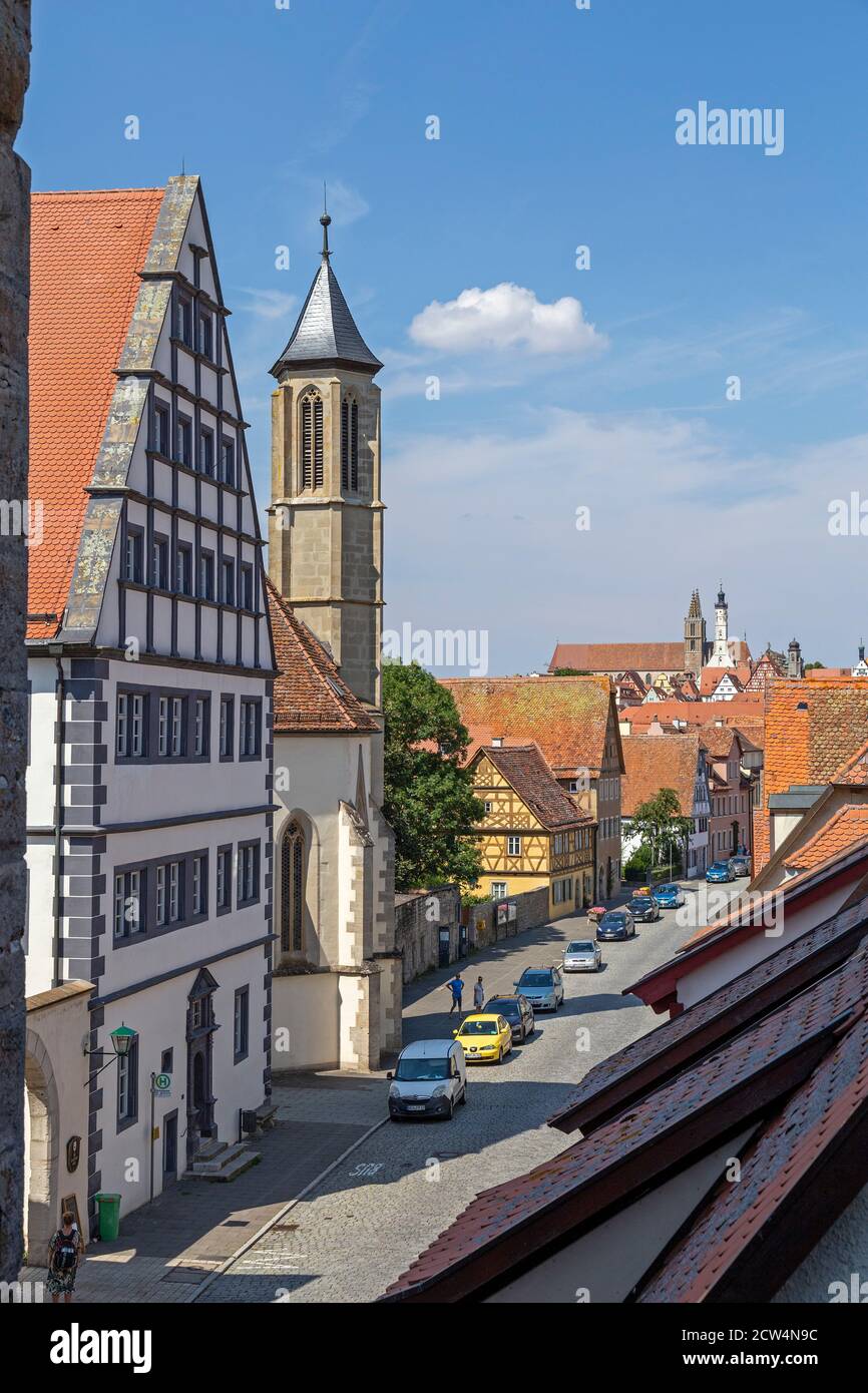 Spitalgasse, old town, Rothenburg ob der Tauber, Middle Franconia, Bavaria, Germany Stock Photo