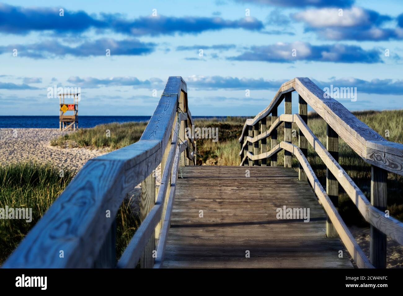Walking bridge to Ridgevale Beach, Chatham, Cape Cod, Massachusetts, USA. Stock Photo