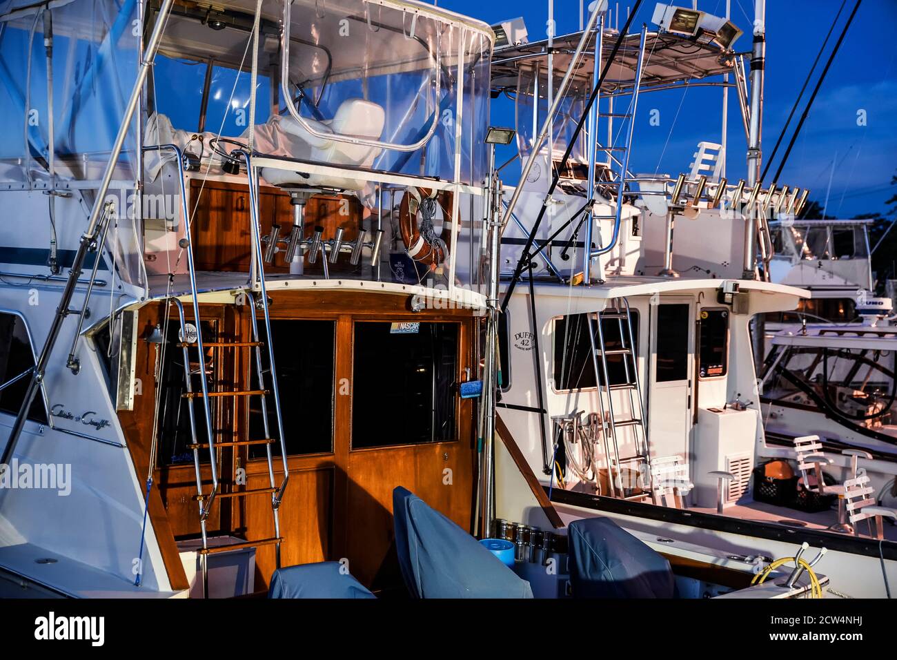 Charter fishing boat cabin detail. Stock Photo
