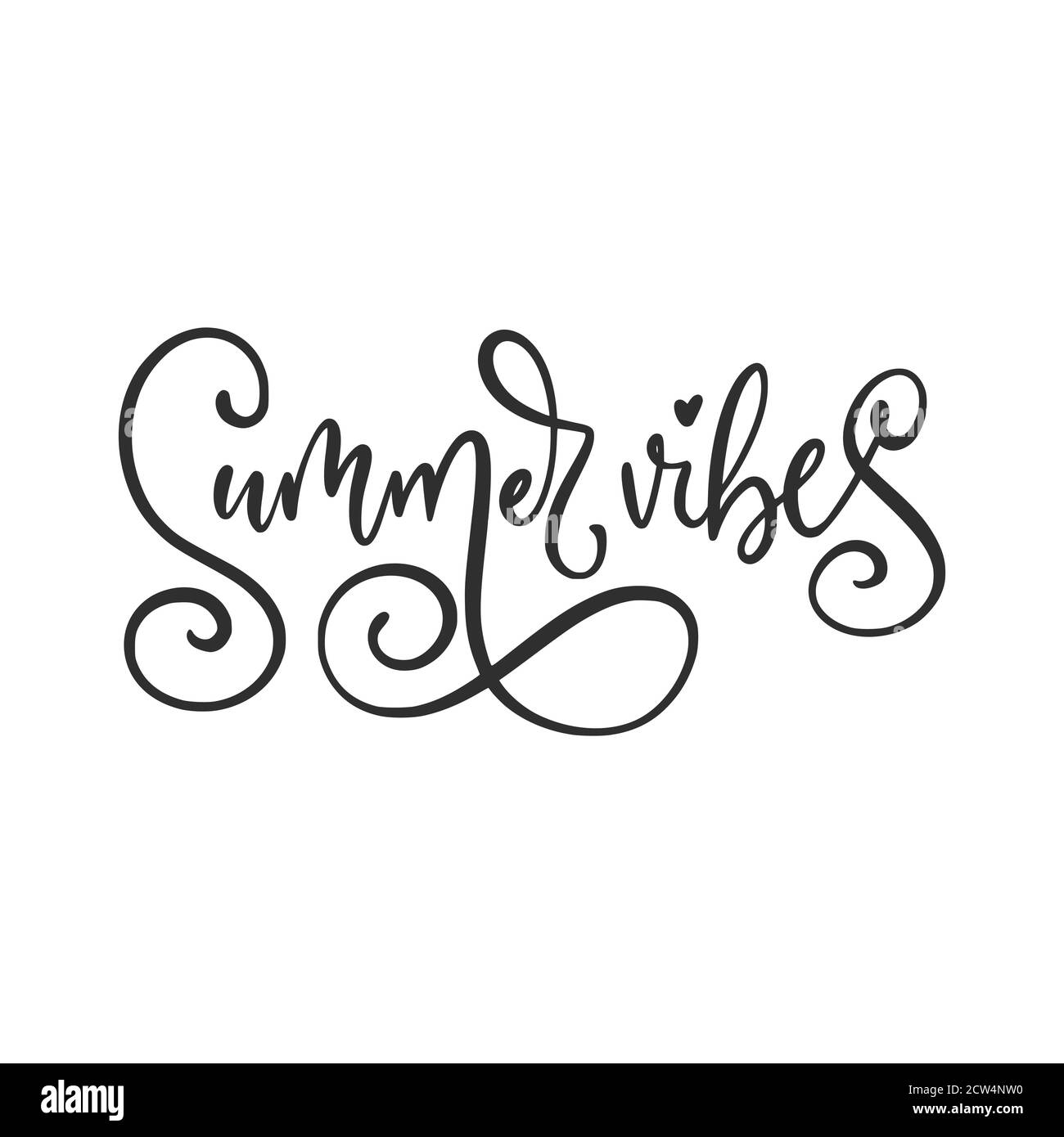 Hand drawn phrase Summer vibes. Lettering summer text poster. Handwritten quote illustration. Stock Vector
