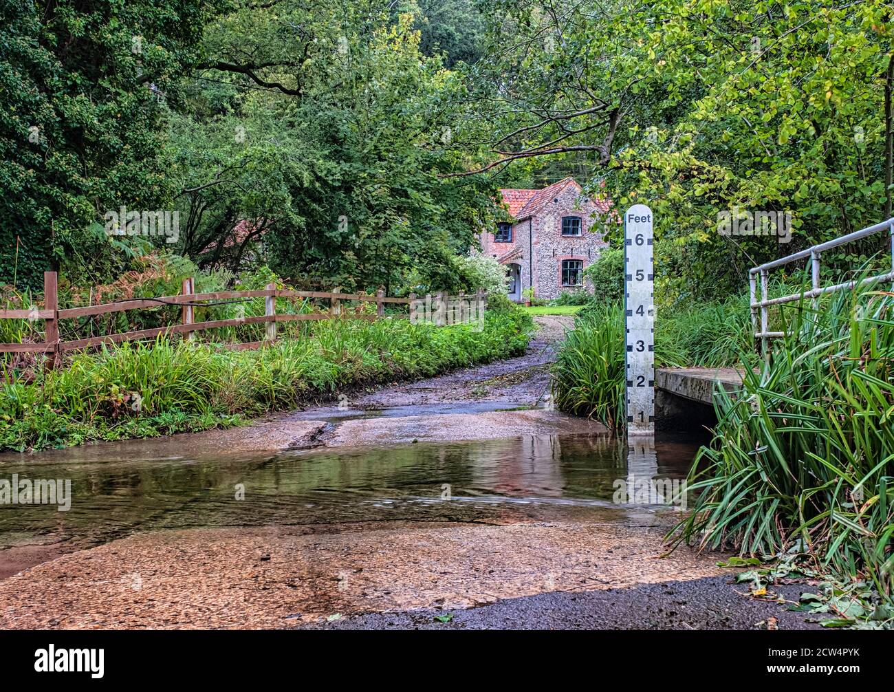 Scenic view at the ford over the river Glaven at Stody in Norfolk. Stock Photo