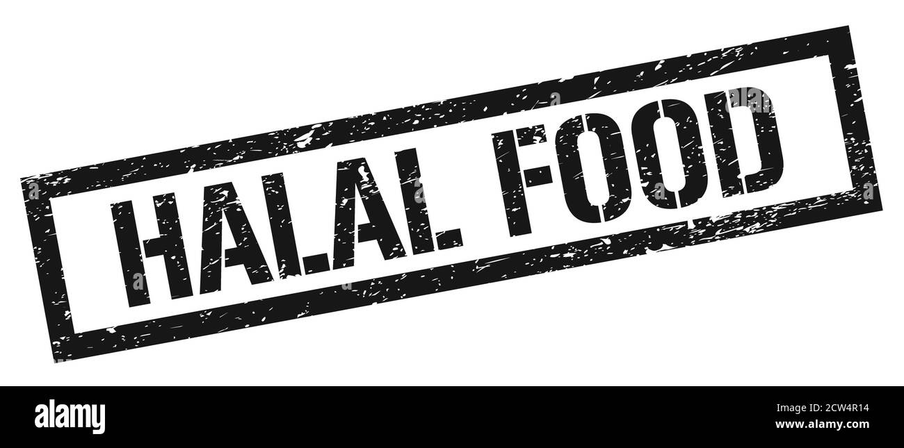 HALAL FOOD black grungy rectangle stamp sign Stock Photo Alamy