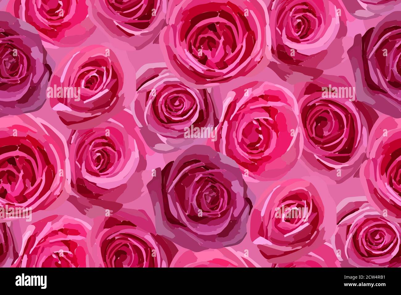 Vector seamless pattern with garden roses flowers hand drawn. Floral ...