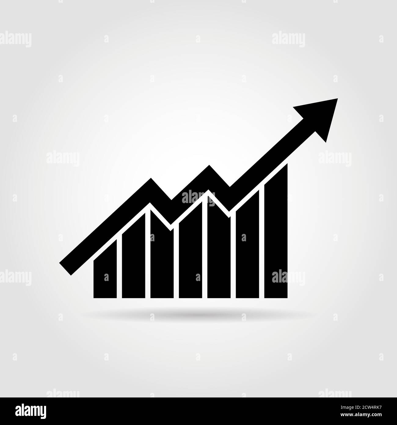Arrow with blocks for illustration of phased, progress, increase in profits. Symbol for economy, success business. Growth diagram with Arrow going up Stock Photo
