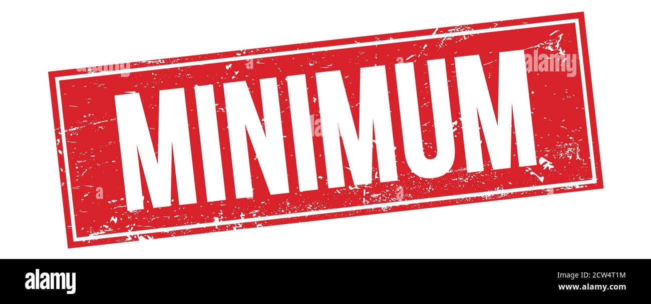 MINIMUM text on red grungy rectangle stamp sign Stock Photo - Alamy