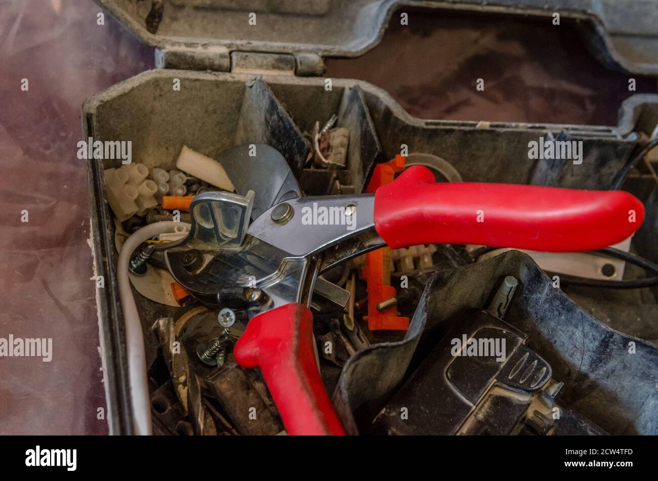 Tools for electricians crimpers and accessories Stock Photo