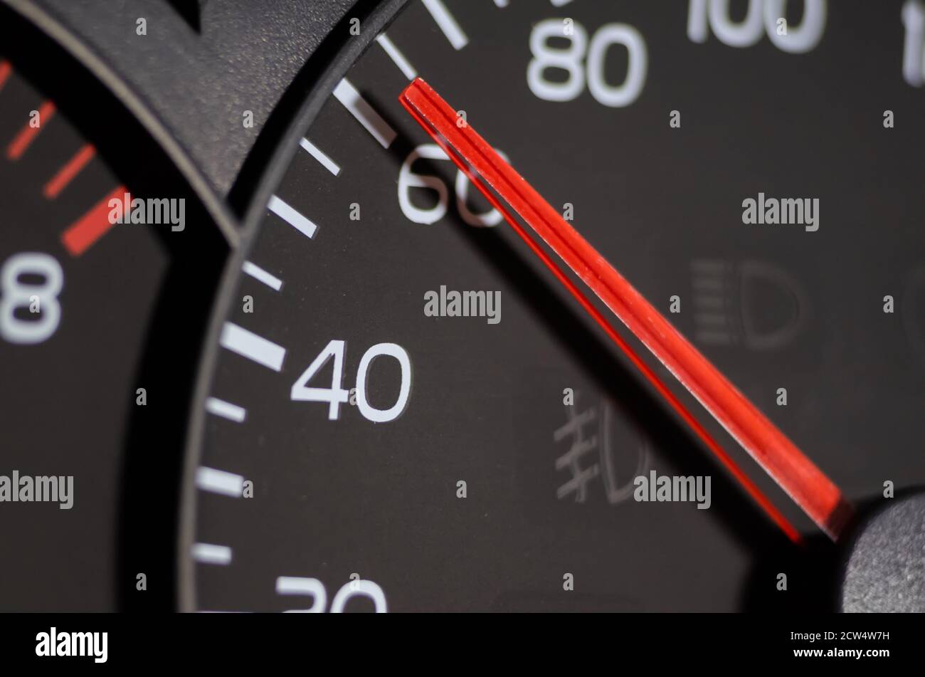 Close-up of the car speed meter. Car speedometer close up, speed 60 Stock  Photo - Alamy