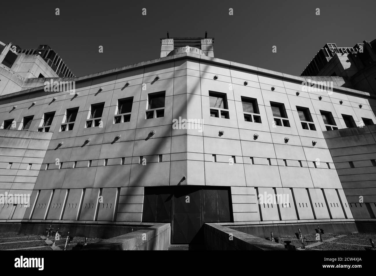 London / UK -  2020.07.18:  The Secret Intelligence Service building, MI6, designed by Terry Farrell & Partners, featured in a James Bond film and loc Stock Photo