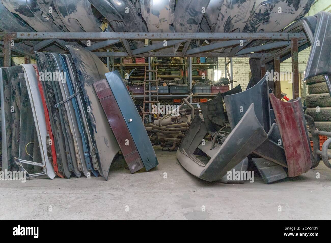 Used spare parts, disassembly. Old car parts suitable for future use. Different old spare parts