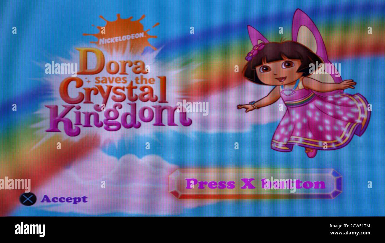 Dora The Explorer - Dora Saves the Crystal Kingdom - Sony Playstation 2 PS2 - Editorial use only Stock Photo