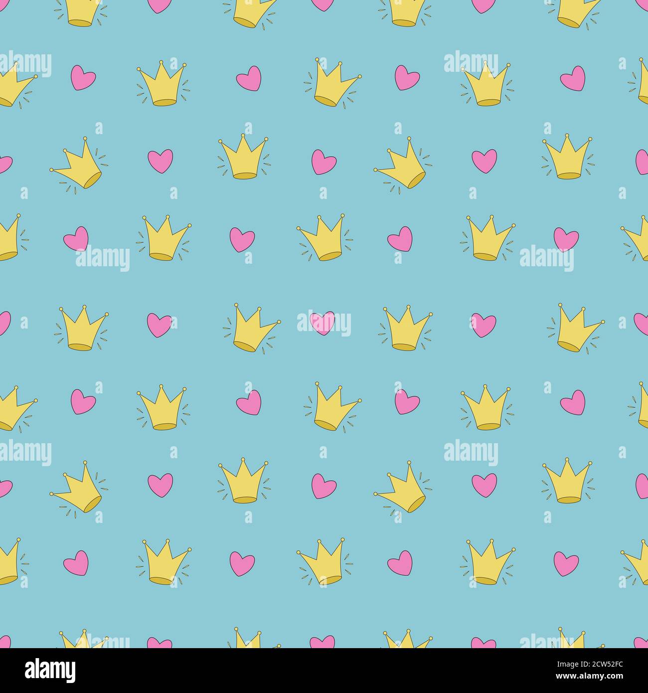 Simple seamless pattern with crowns and heart for invitation card ...