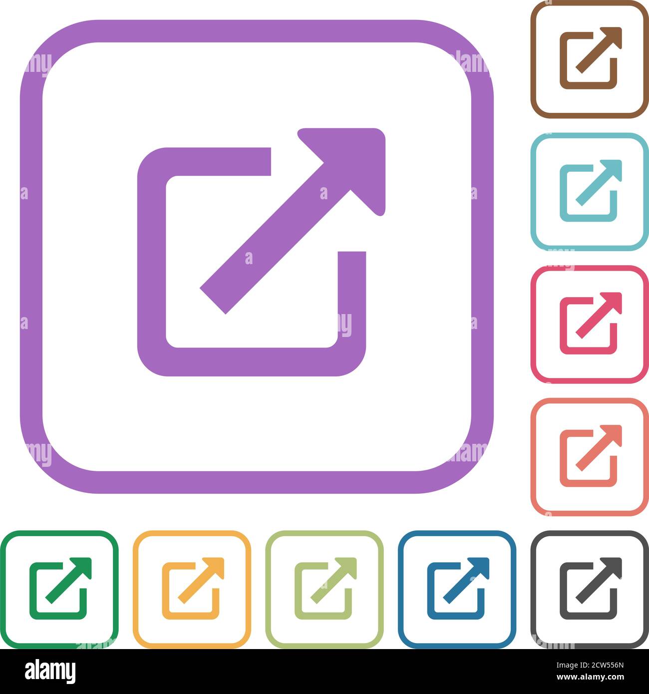 Open in new window simple icons in color rounded square frames on white ...