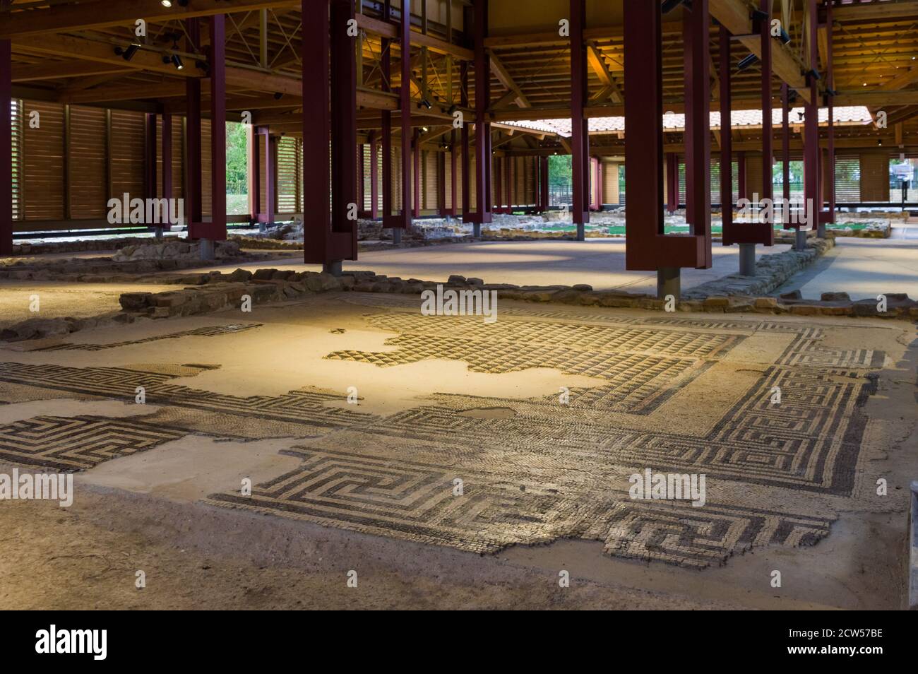 Aquileia, Italy - Inside view of the newly opened 'Domus of Tito Macro' with the remains of an ancient roman house of the 1st century b.C. Stock Photo