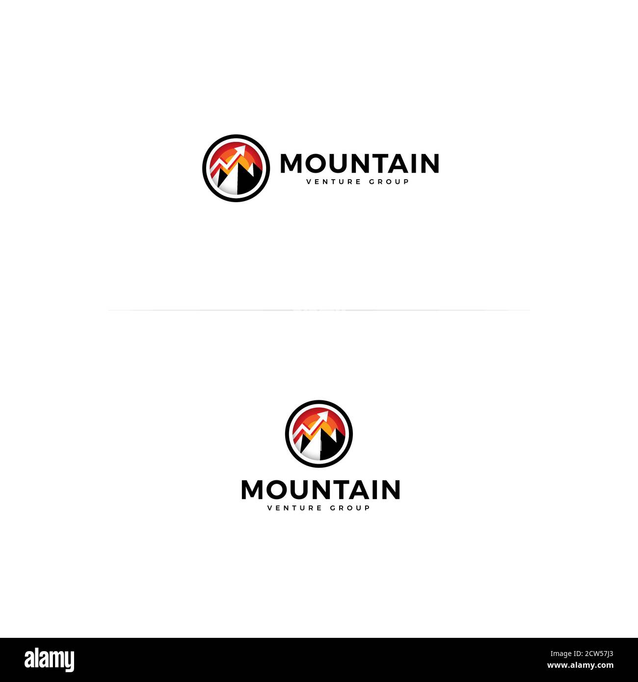 Mountain icon. Circle shape with mountain logo concept for venture group, finance advisor,adventure and trip. Round Simple flat logo.Vector isolated Stock Vector