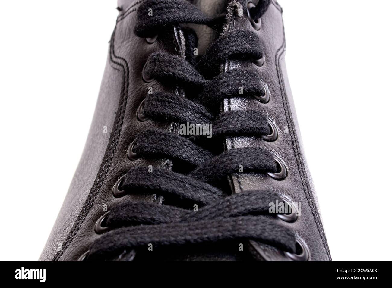 Black leather mens boots isolated on white background Stock Photo - Alamy