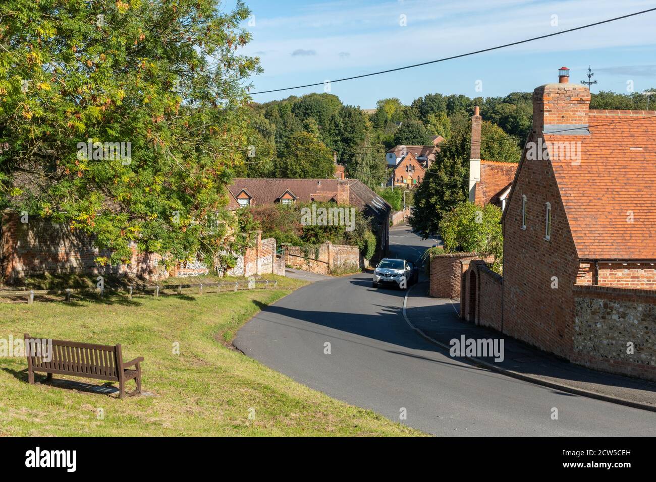 View of the village of East Ilsley looking down Church Hill, Berkshire, UK Stock Photo