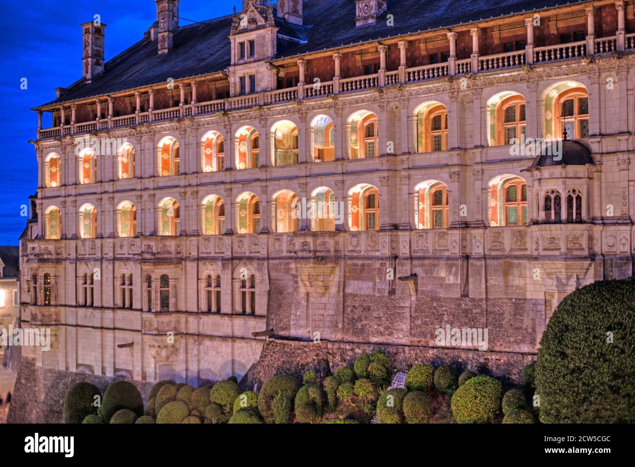 France, Loir et Cher, Loire valley listed as World Heritage by UNESCO, Blois, castle of Blois, the Loges façade of Francis I wing Stock Photo