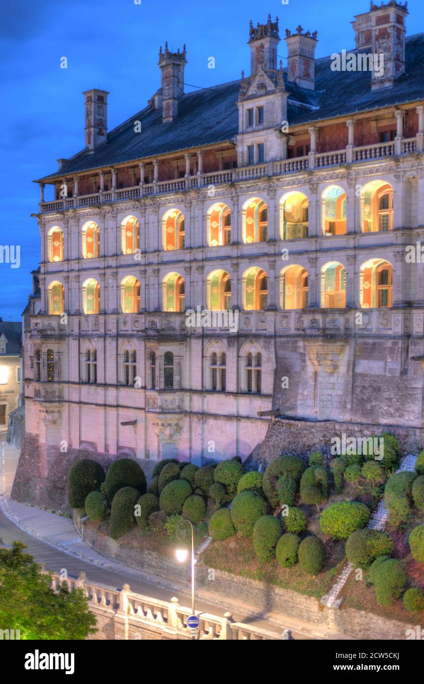 France, Loir et Cher, Loire valley listed as World Heritage by UNESCO, Blois, castle of Blois, the Loges façade of Francis I wing Stock Photo
