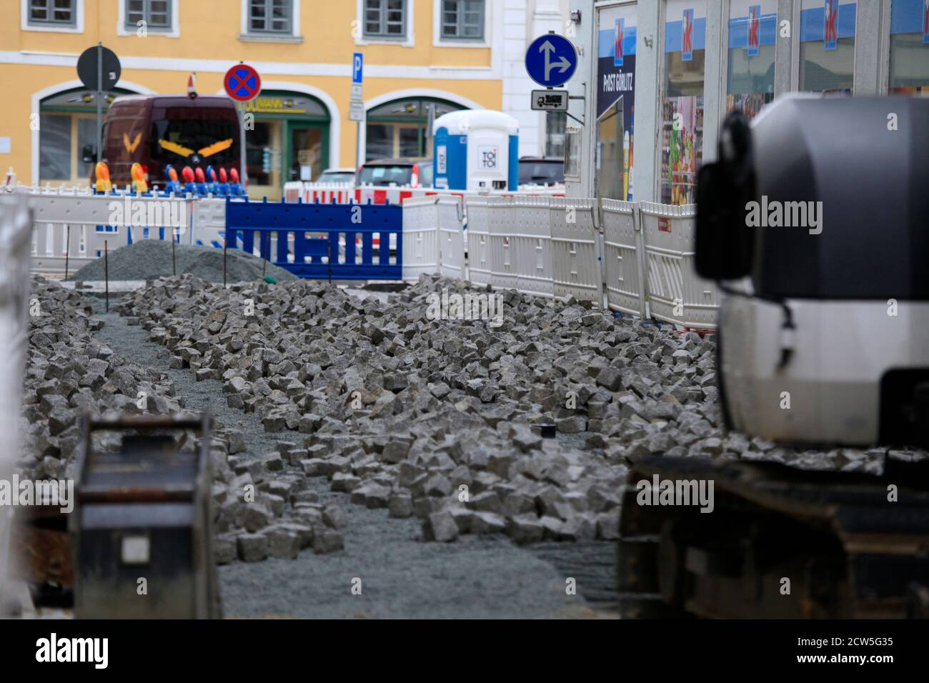 Steinstraße während der Bauarbeiten in Görlitz.27.09.2020 Stock Photo