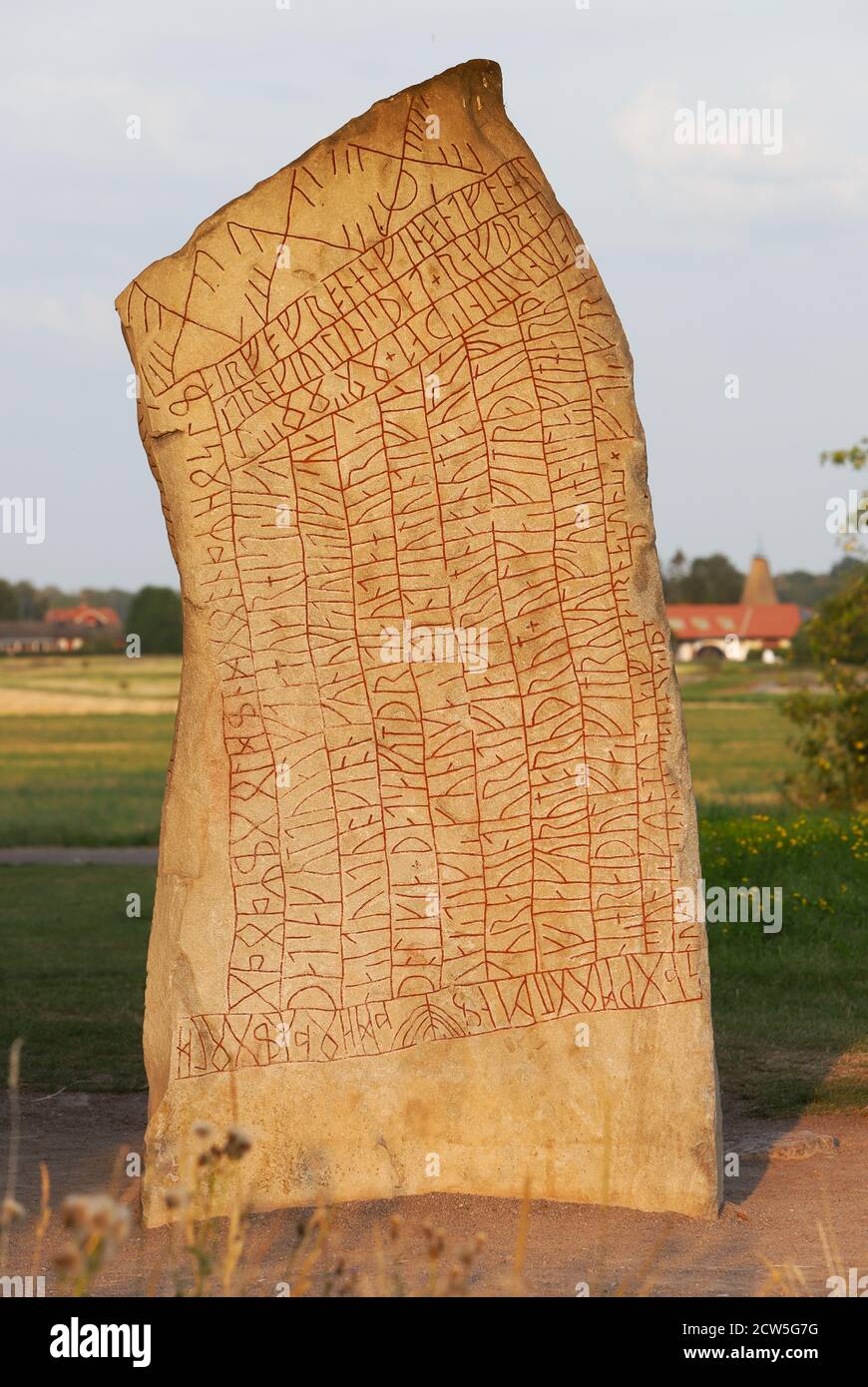 The Swedish Rok runestone erected in early 800s Stock Photo - Alamy