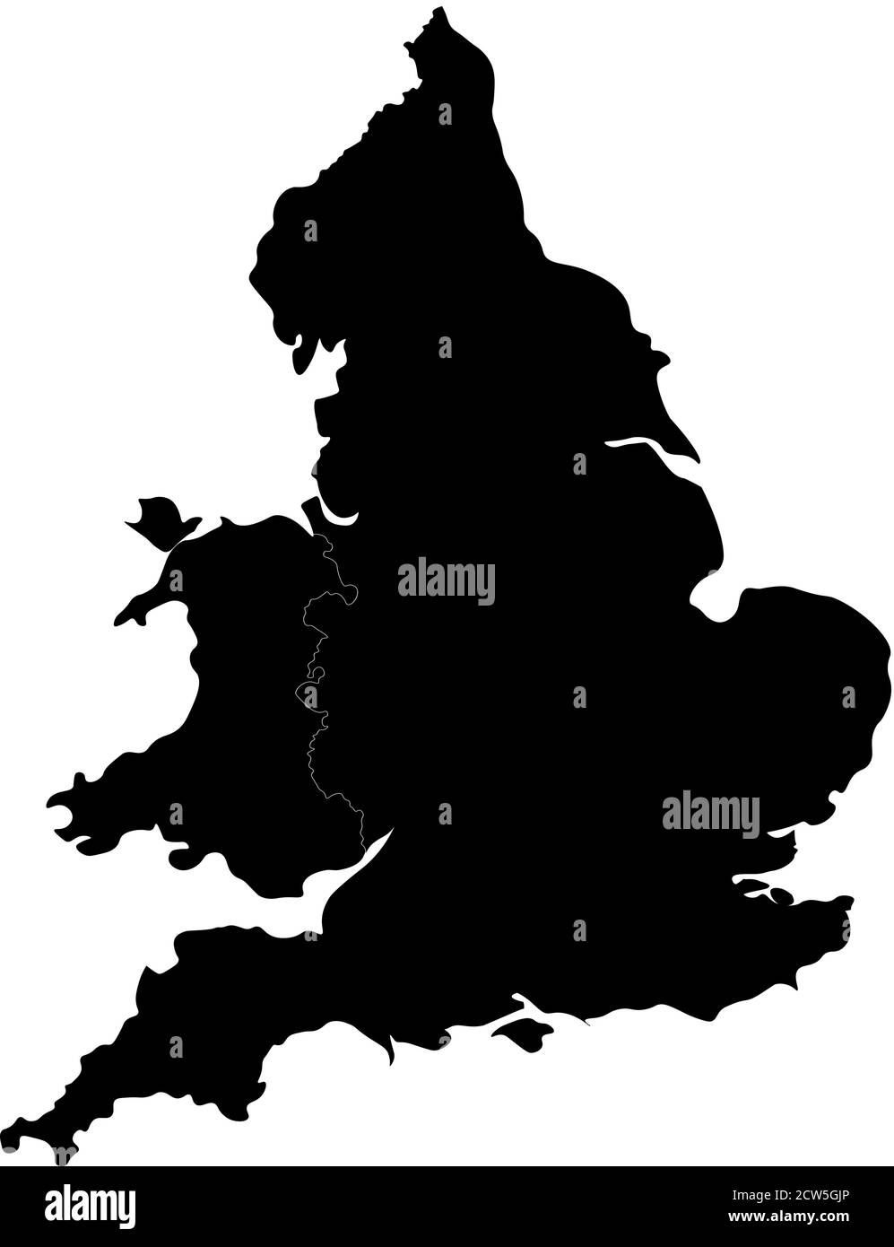 England and Wales silhouette. Nicely shaped map with rounded edges for elegant look. Vector illustration. Stock Vector