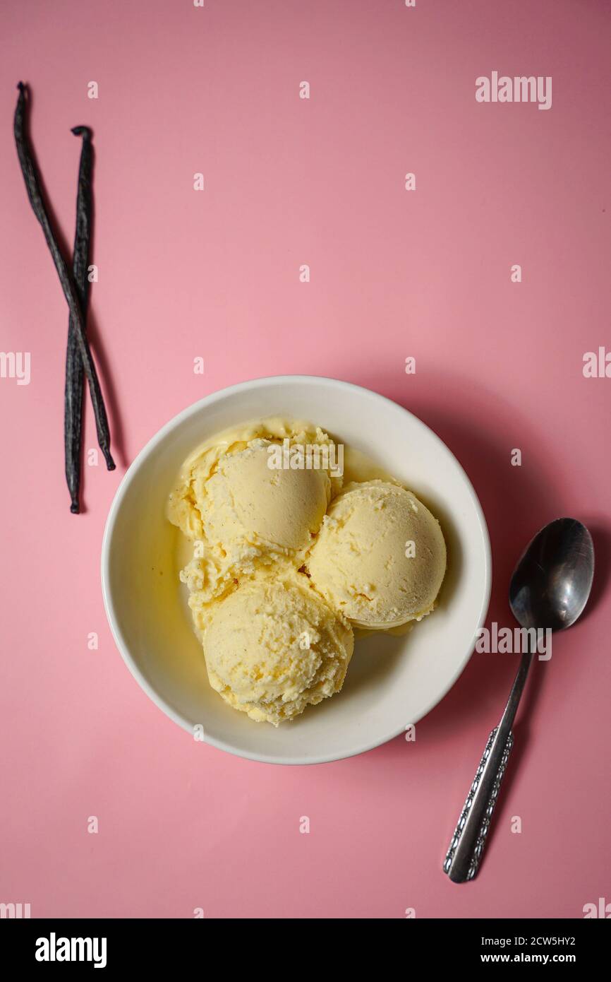Homemade vanilla bean ice cream Stock Photo Alamy