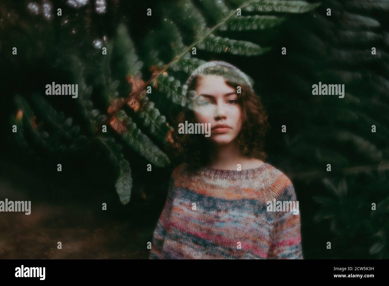 Face leaves double exposure hi-res stock photography and images - Alamy