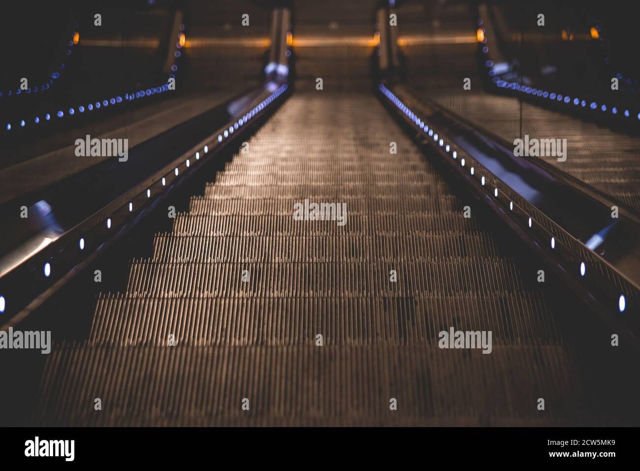 Empty Escalator in subway station Stock Photo