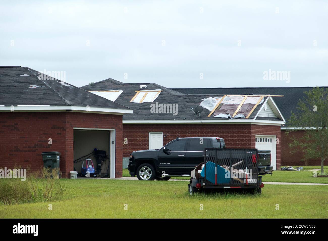Hurricane Sally property damage near Perdido Bay in south Alabama. Stock Photo