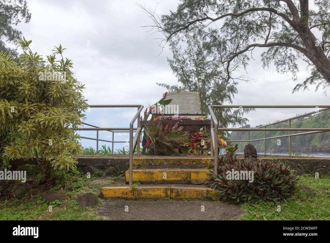 Tsunami Memorial at Laupahoehoe Point Park, Homakua Coast, Hawaii Stock