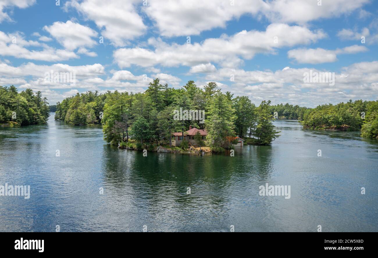 Aerial panoramic view of Thousand Islands National Park, Ontario ...