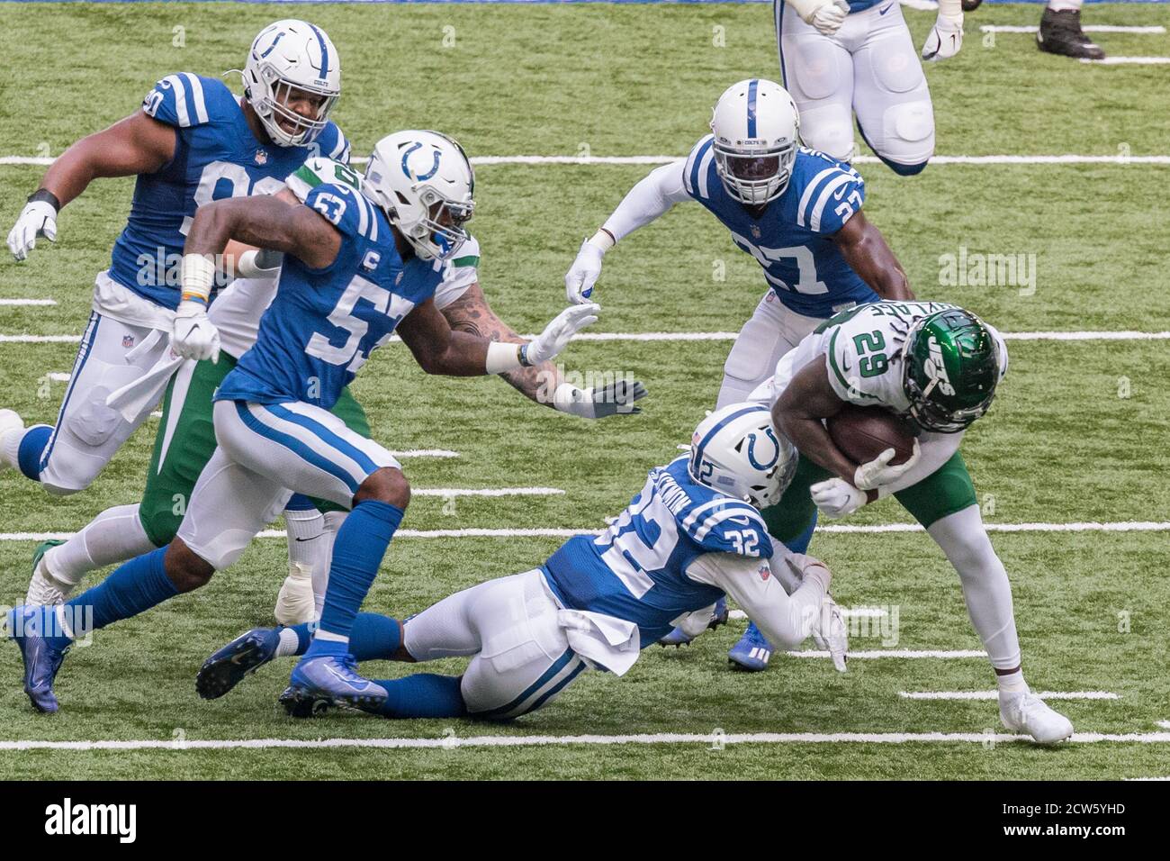 https www alamy com indianapolis indiana usa 27th sep 2020 new york jets running back kalen ballage 29 carries the ball during the game between the new york jets and the indianapolis colts at lucas oil stadium indianapolis indiana credit scott stuartzuma wirealamy live news image376915545 html