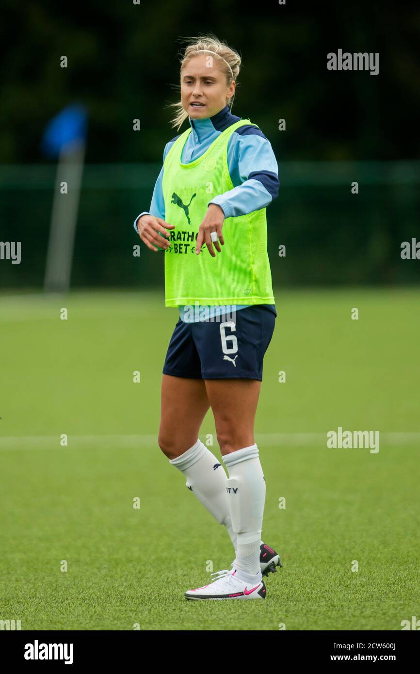 LOUGHBOROUGH, ENGLAND. SEPT 27TH 2020 Steph Houghton of Manchester City women during the Vitality Women's FA Cup match between Leicester City and Manchester City at Farley Way Stadium, Quorn, Loughborough on Sunday 27th September 2020. (Credit: Leila Coker | MI News) Credit: MI News & Sport /Alamy Live News Stock Photo