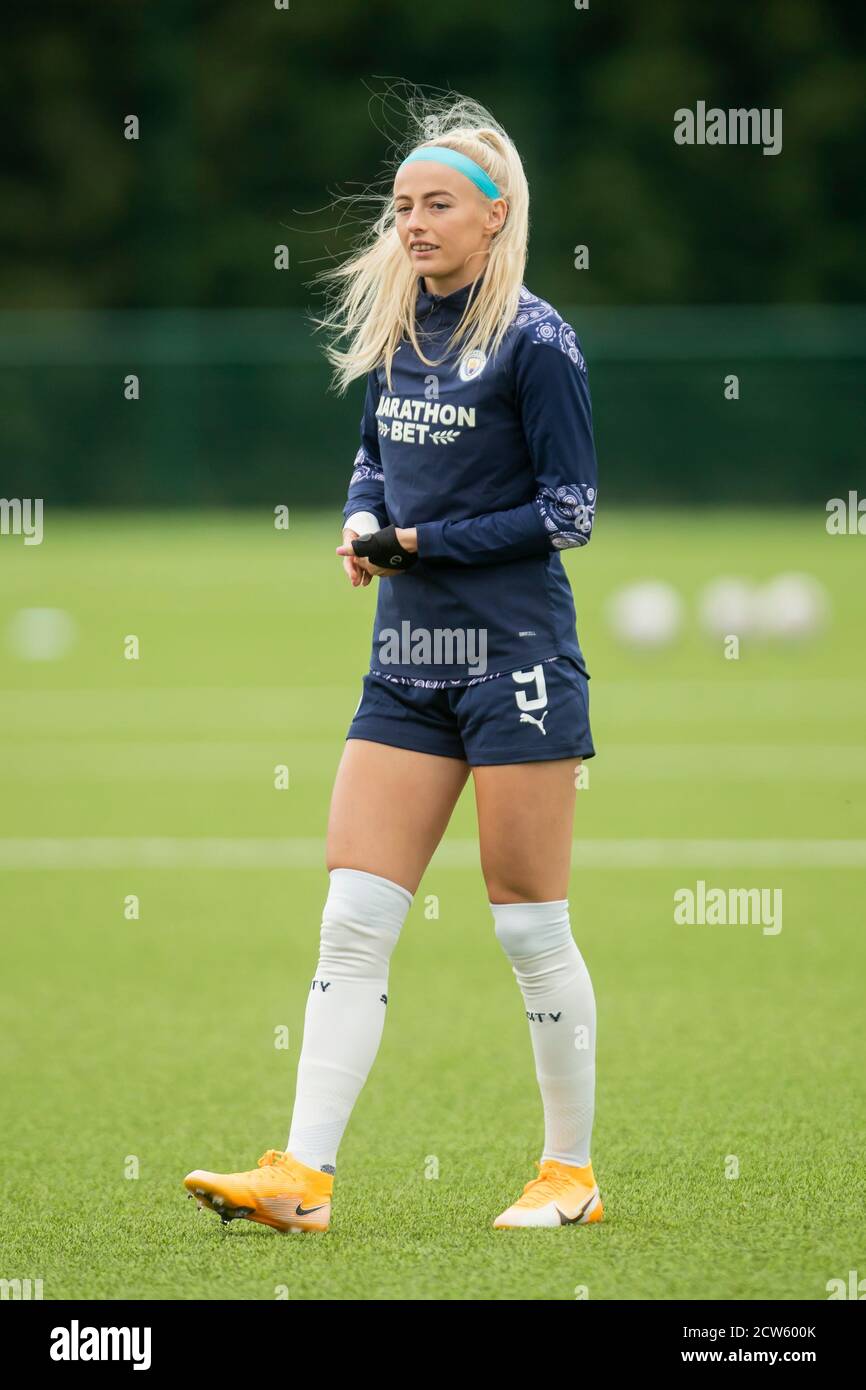 LOUGHBOROUGH, ENGLAND. SEPT 27TH 2020 Chloe Kelly of Manchester City women during the Vitality Women's FA Cup match between Leicester City and Manchester City at Farley Way Stadium, Quorn, Loughborough on Sunday 27th September 2020. (Credit: Leila Coker | MI News) Credit: MI News & Sport /Alamy Live News Stock Photo