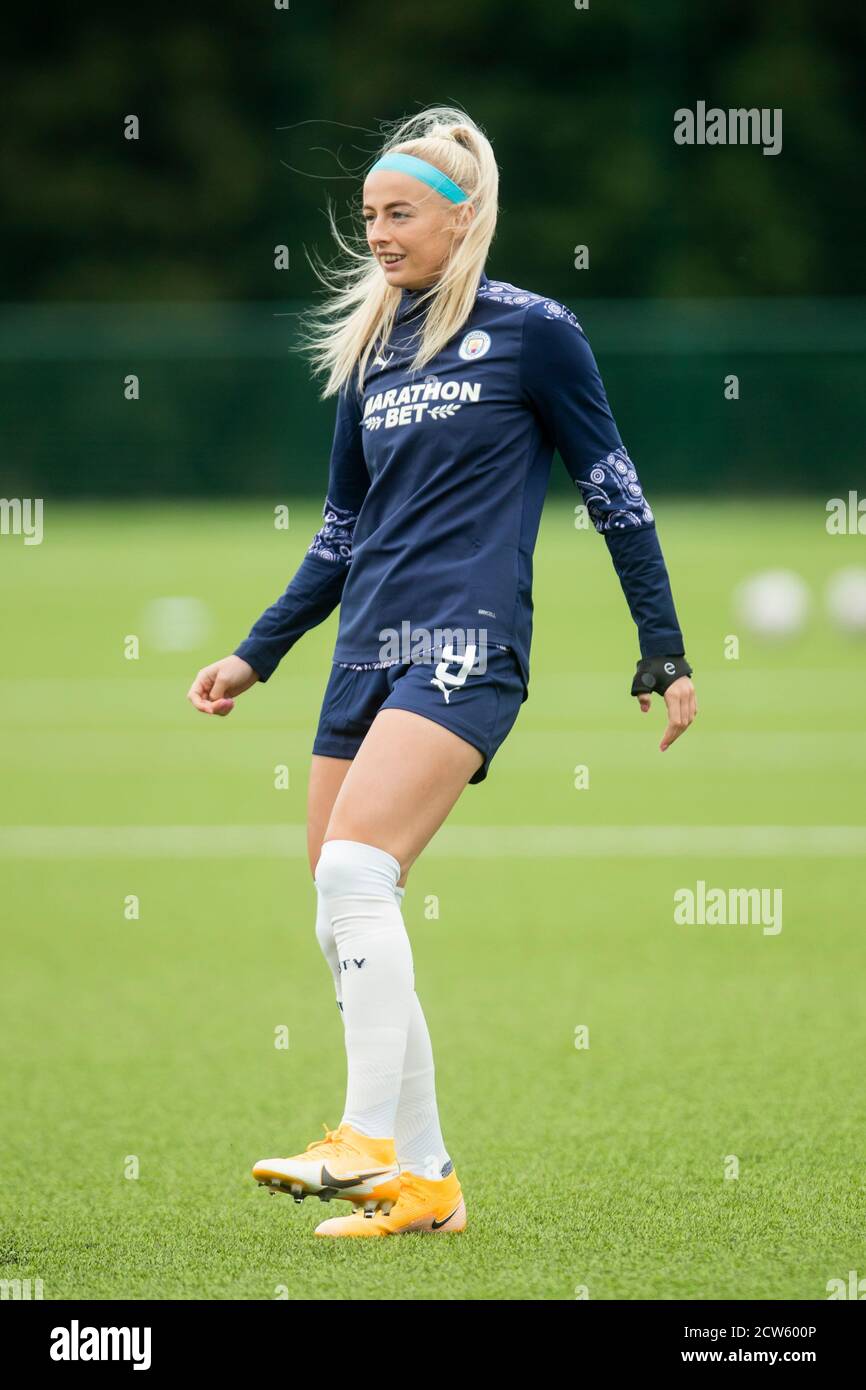 LOUGHBOROUGH, ENGLAND. SEPT 27TH 2020 Chloe Kelly of Manchester City women during the Vitality Women's FA Cup match between Leicester City and Manchester City at Farley Way Stadium, Quorn, Loughborough on Sunday 27th September 2020. (Credit: Leila Coker | MI News) Credit: MI News & Sport /Alamy Live News Stock Photo