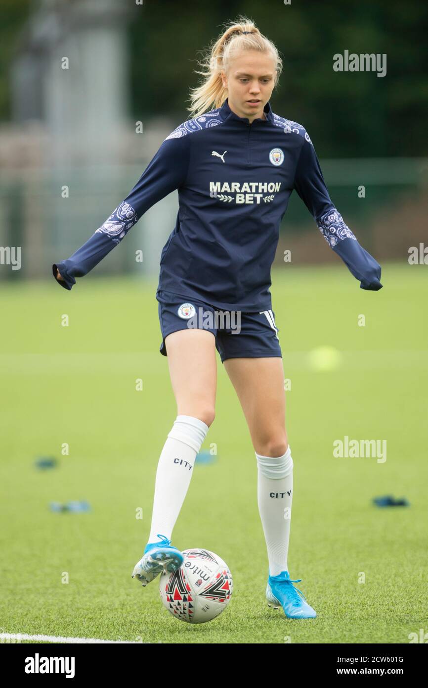 LOUGHBOROUGH, ENGLAND. SEPT 27TH 2020 Laurenen Hemp of Manchester City women during the Vitality Women's FA Cup match between Leicester City and Manchester City at Farley Way Stadium, Quorn, Loughborough on Sunday 27th September 2020. (Credit: Leila Coker | MI News) Credit: MI News & Sport /Alamy Live News Stock Photo