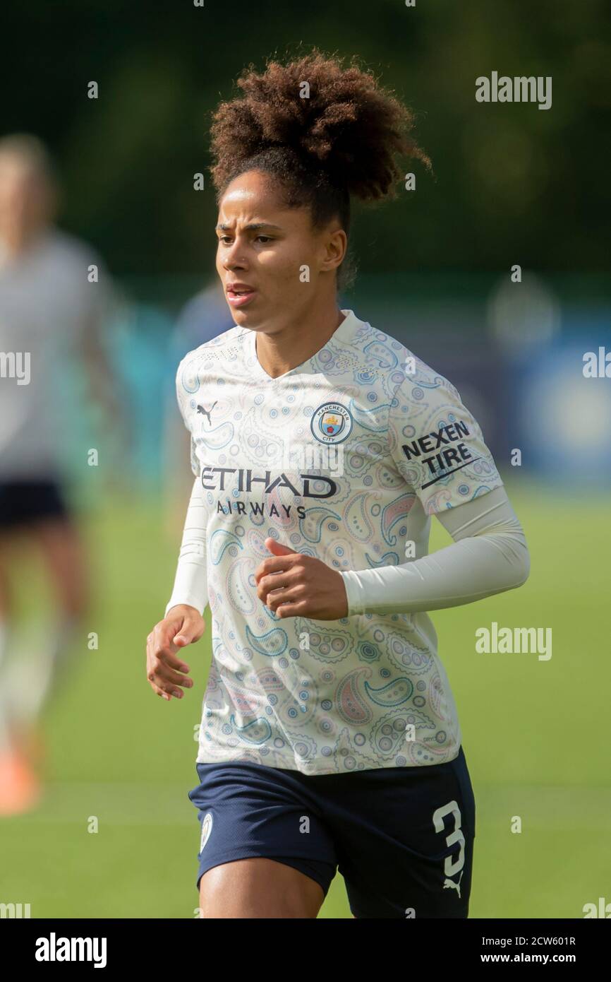 LOUGHBOROUGH, ENGLAND. SEPT 27TH 2020 Demi Stokes of Manchester City women during the Vitality Women's FA Cup match between Leicester City and Manchester City at Farley Way Stadium, Quorn, Loughborough on Sunday 27th September 2020. (Credit: Leila Coker | MI News) Credit: MI News & Sport /Alamy Live News Stock Photo