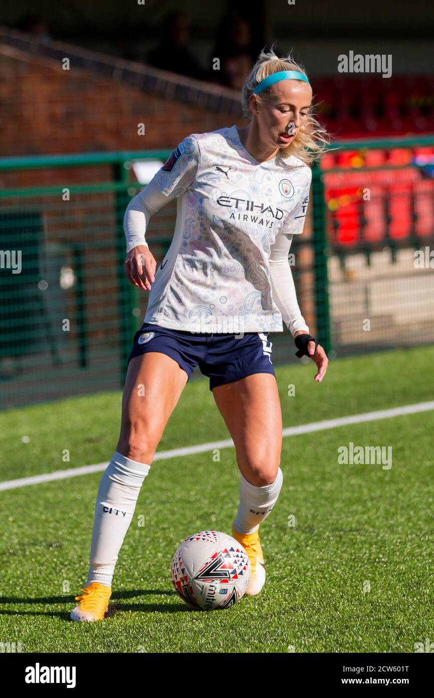 LOUGHBOROUGH, ENGLAND. SEPT 27TH 2020 Gemma Bonner of Manchester City women during the Vitality Women's FA Cup match between Leicester City and Manchester City at Farley Way Stadium, Quorn, Loughborough on Sunday 27th September 2020. (Credit: Leila Coker | MI News) Credit: MI News & Sport /Alamy Live News Stock Photo