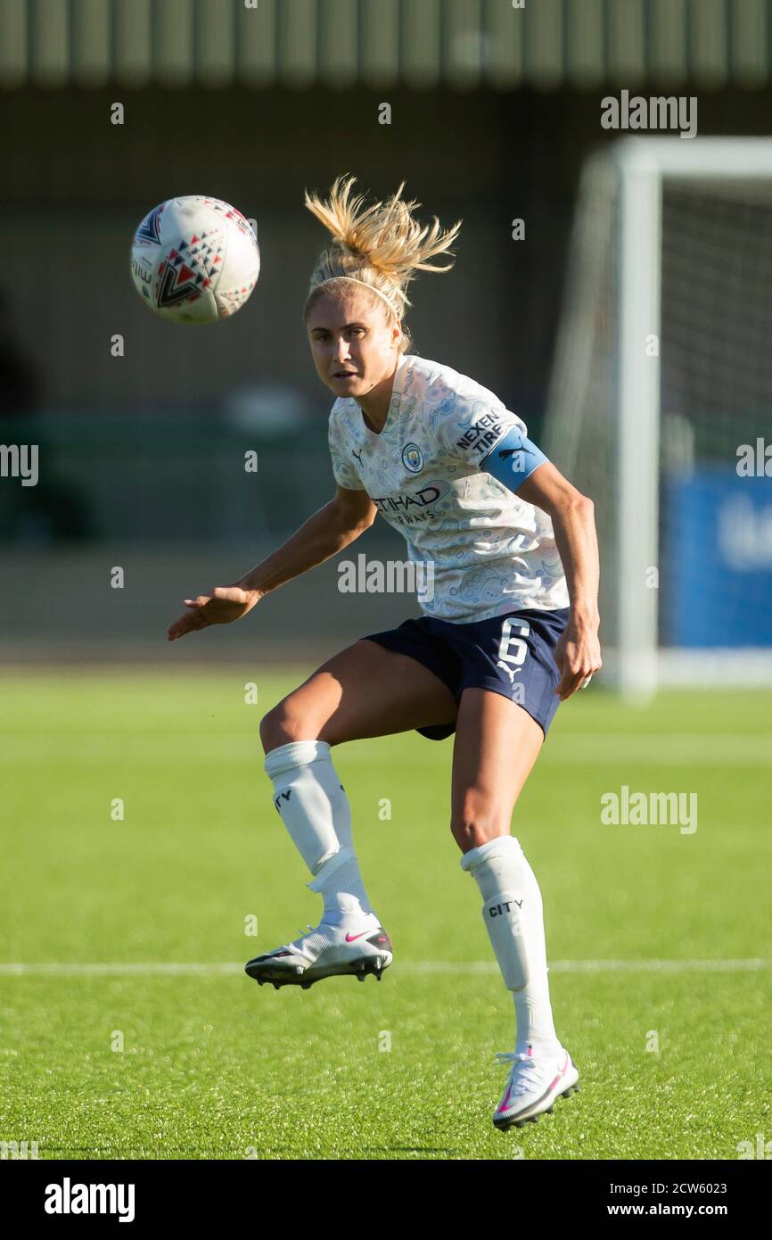 LOUGHBOROUGH, ENGLAND. SEPT 27TH 2020 Steph Houghton of Manchester City women during the Vitality Women's FA Cup match between Leicester City and Manchester City at Farley Way Stadium, Quorn, Loughborough on Sunday 27th September 2020. (Credit: Leila Coker | MI News) Credit: MI News & Sport /Alamy Live News Stock Photo