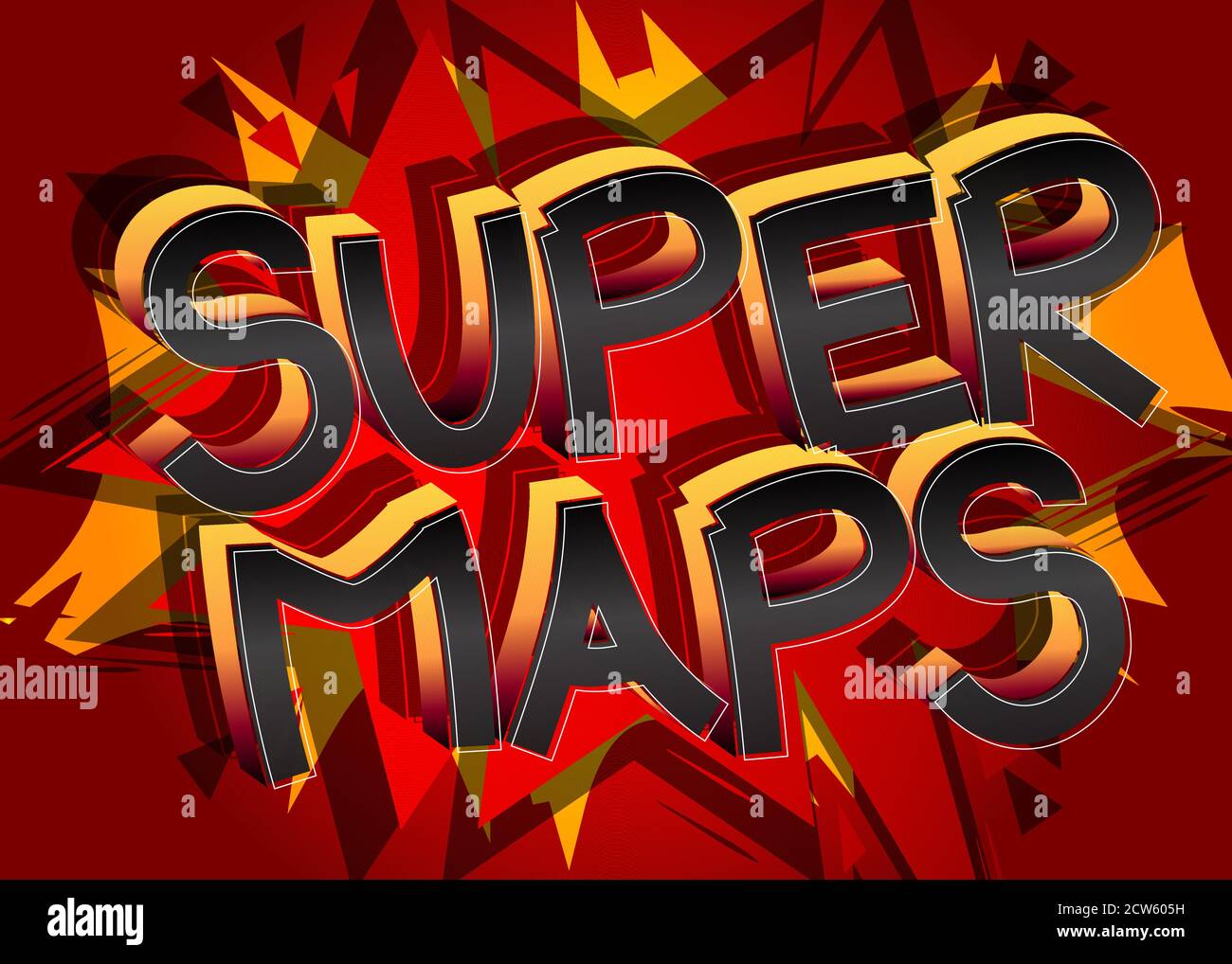Super Maps Comic book style cartoon - Super Maps Comic Book Style Cartoon Words On Abstract Comics Background 2CW605H