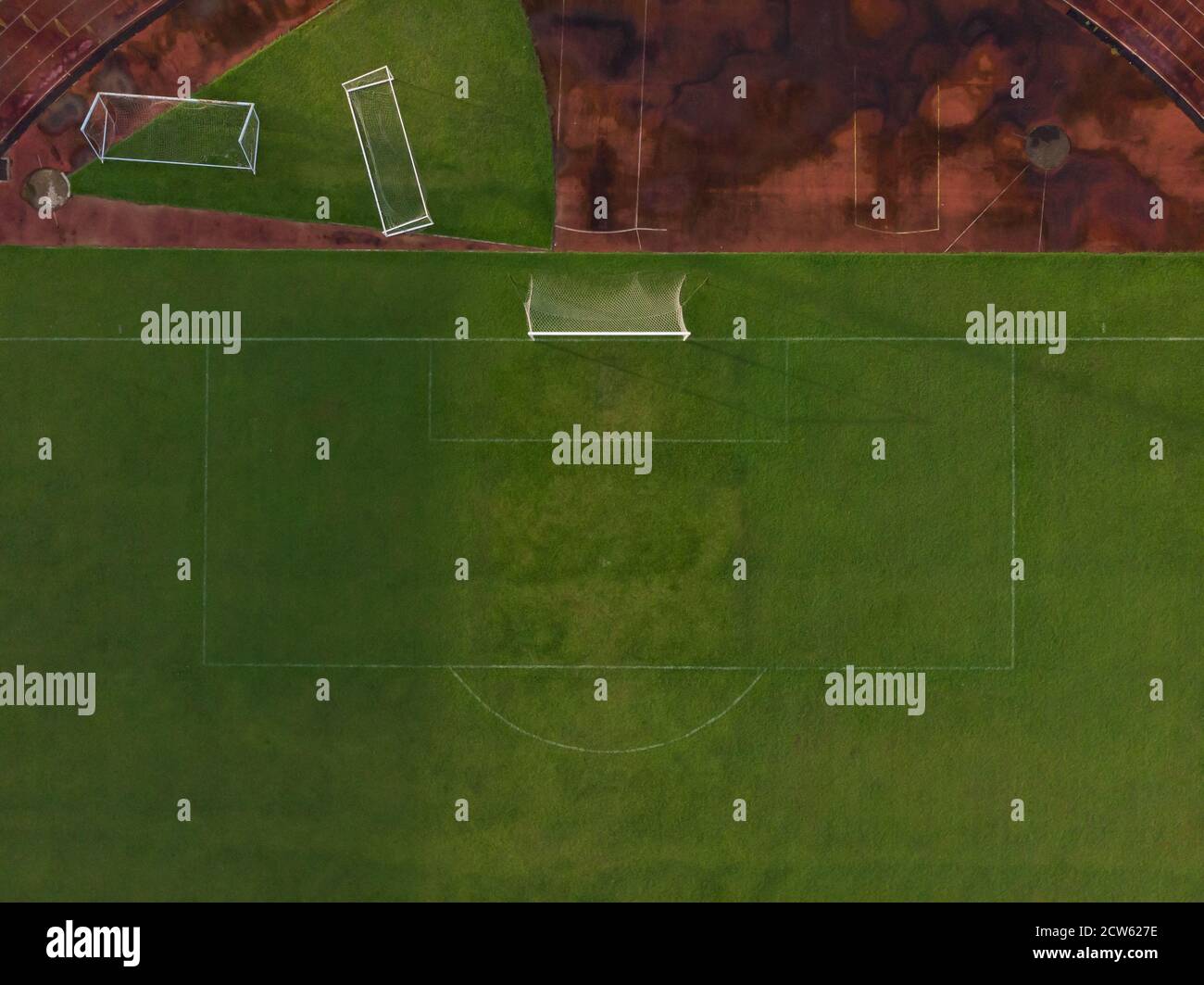 Top Down aerial view of a football or soccer field Stock Photo - Alamy