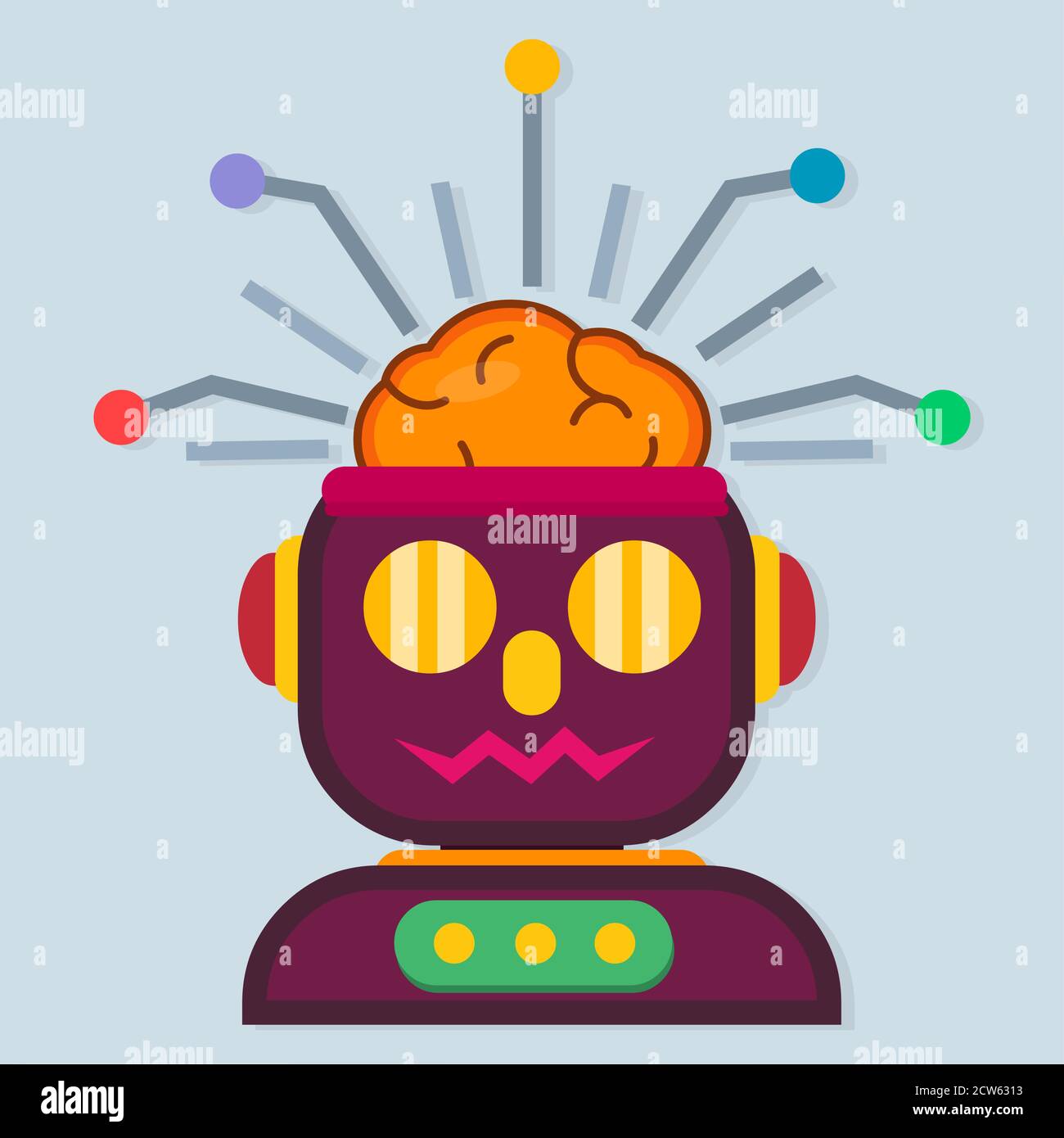 robot with artificial intelligence vector illustration concept logo Stock Vector