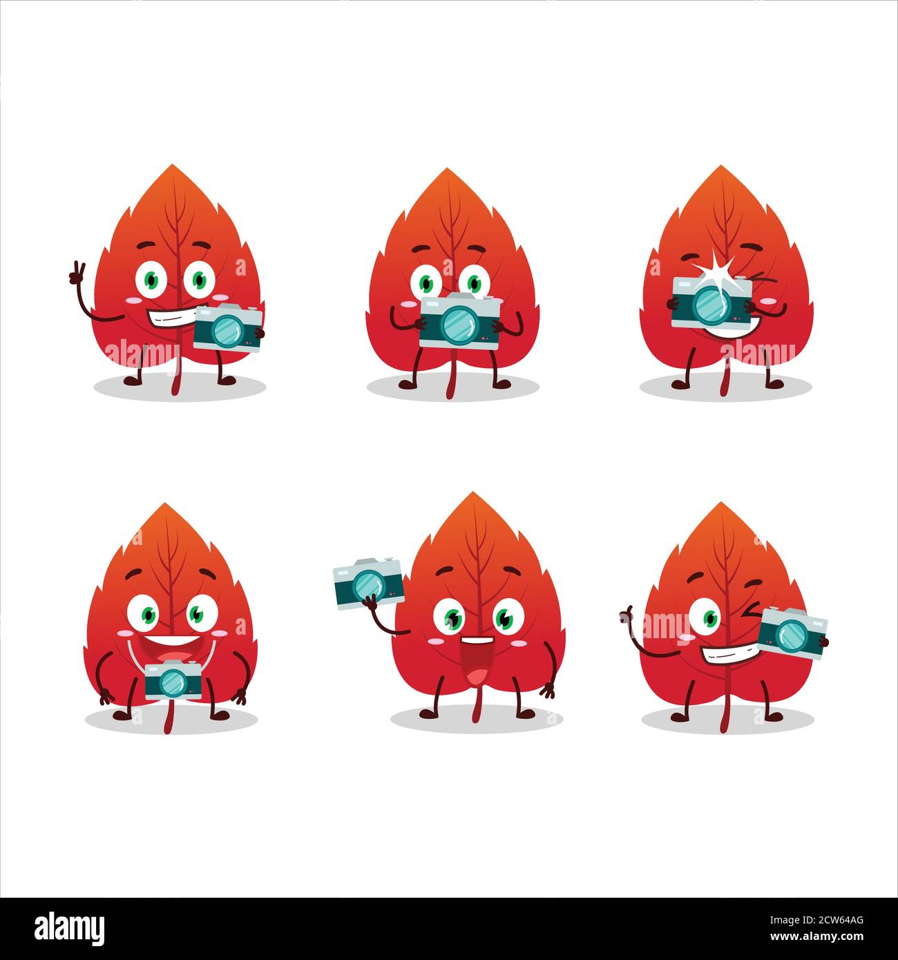 Photographer Profession Emoticon With Red Dried Leaves Cartoon Character Stock Vector Image 