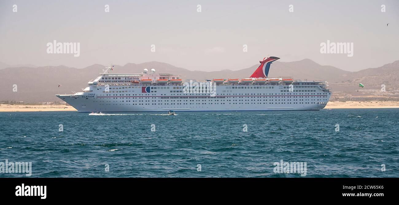 Carnival Elation cruise ship off Cabo San Lucas, Los Cabos, Baja California Sur, Mexico Stock Photo