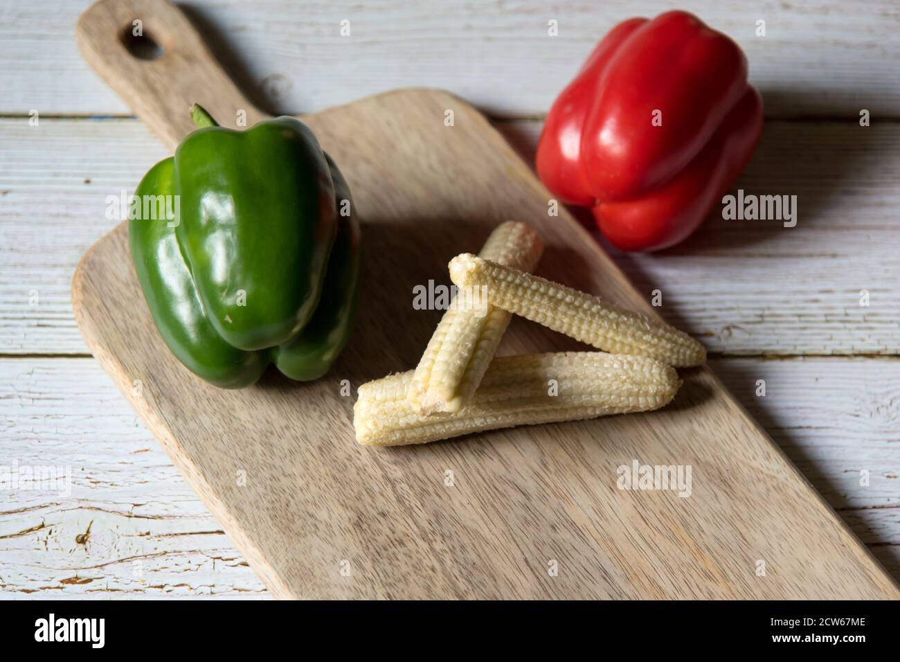 Baby corns and bell peppers Stock Photo