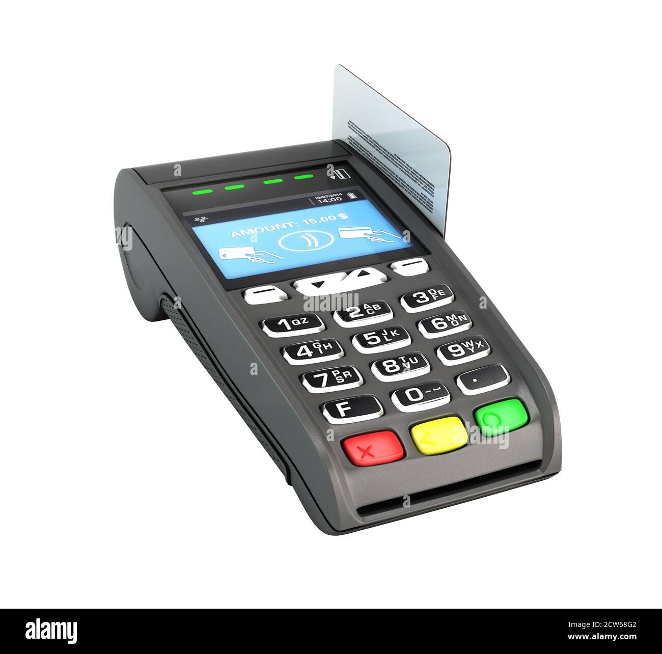 contactless payment by credit card through the terminal 3d render on ...