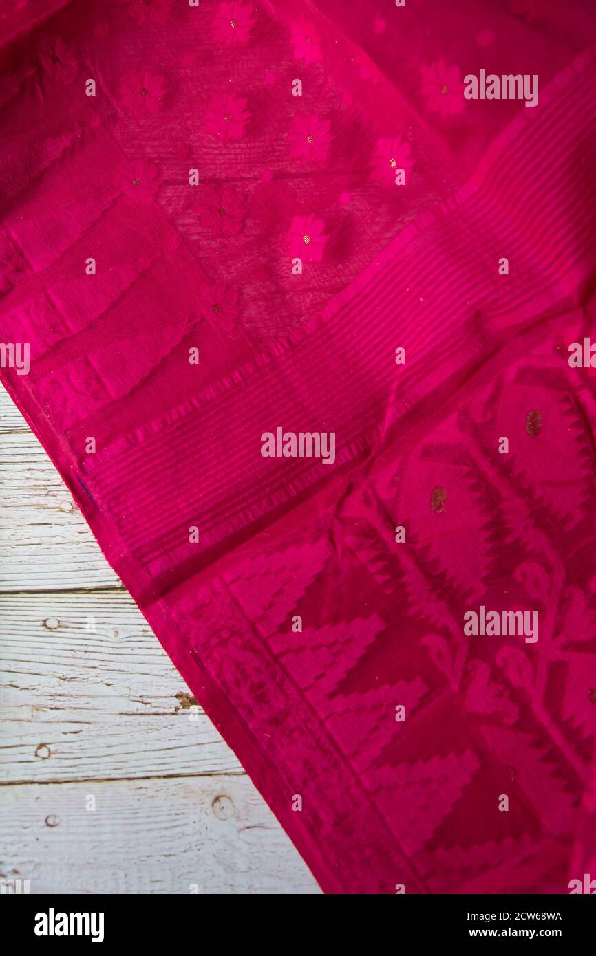 Traditional cotton sari on a background Stock Photo